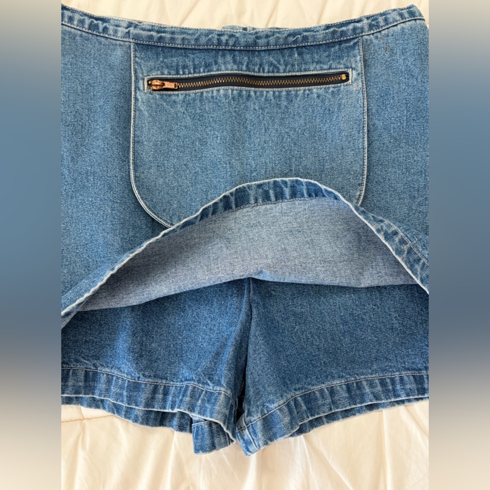 90s Canyon River Blues Denim Skort Front Pocket Mini Vintage - Picture 2 of 7
